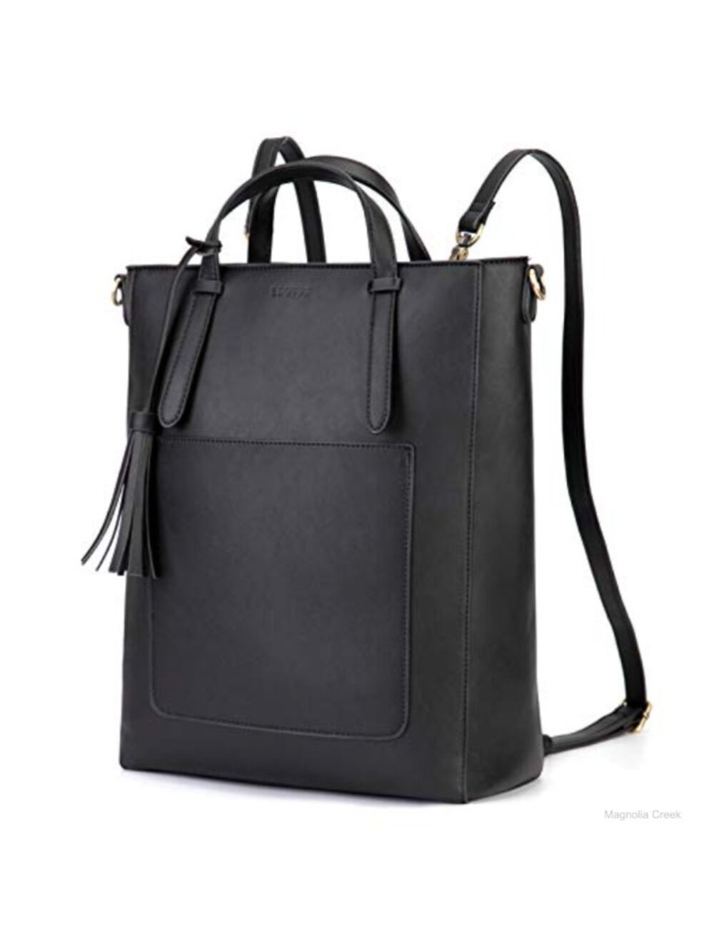 Vegan Leather Convertible Tote Backpack Laptop Bag